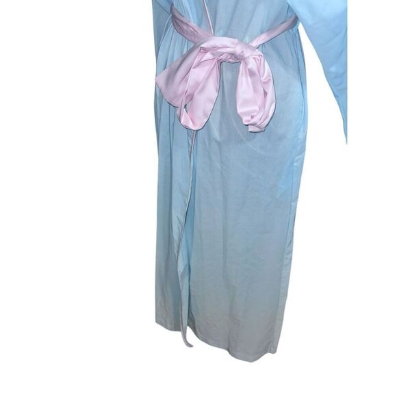 RARE Vintage Natori Neiman Marcus Blue/pink Floral EMBROIDERED Robe. Long sleeve - Picture 6 of 16